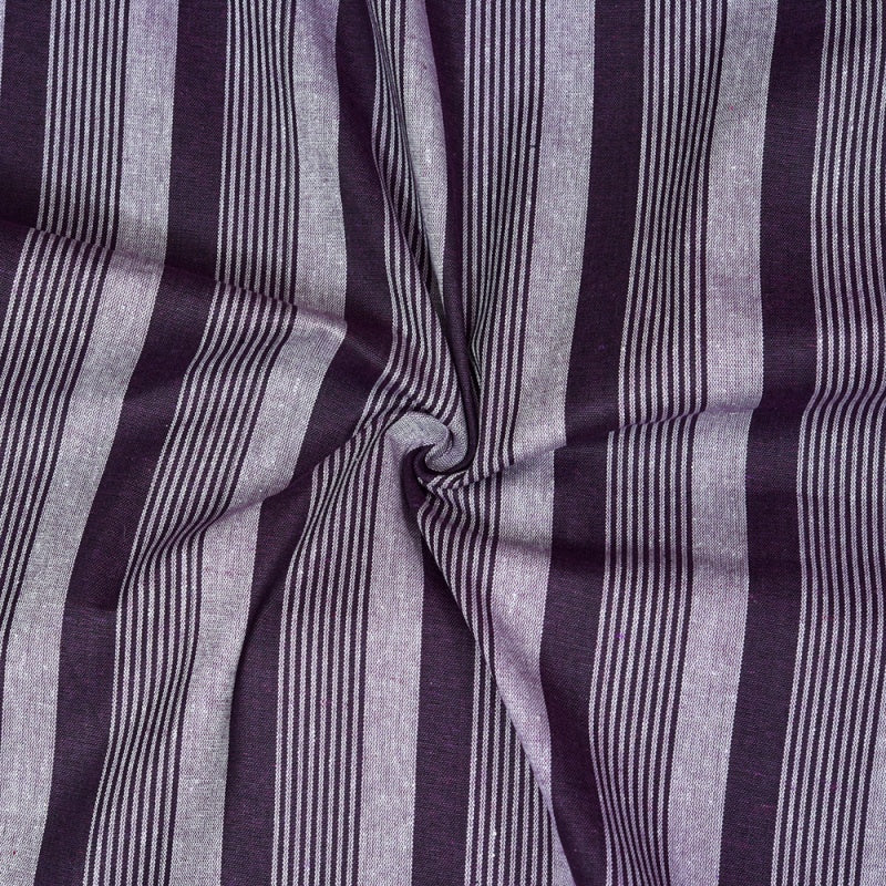 White Purple Stripe Cotton Handloom Fabric