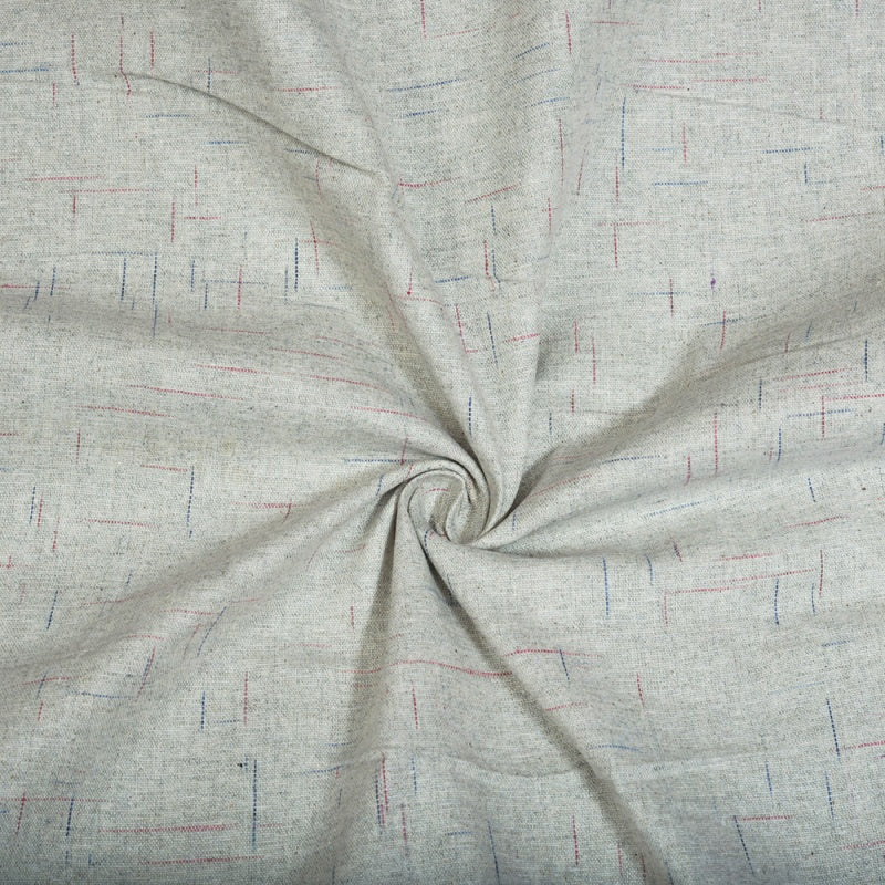 White Red Texture Cotton Handloom Fabric