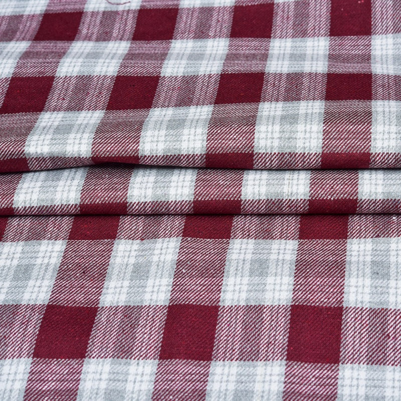 White Red Twill Cotton Handloom Fabric