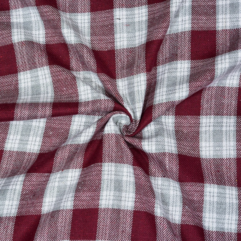 White Red Twill Cotton Handloom Fabric