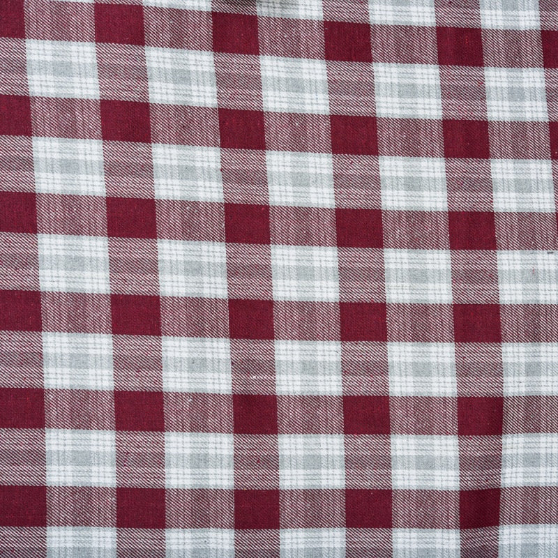 White Red Twill Cotton Handloom Fabric