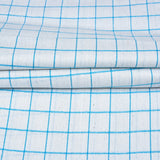 White Sky Blue Checks Cotton Handloom Fabric