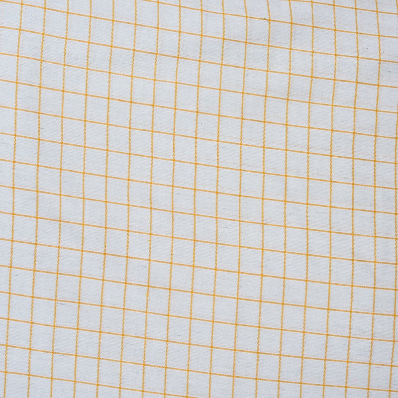 White Yellow Checks Cotton Handloom Fabric