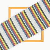 White Yellow and Black Stripe Cotton Handloom Fabric