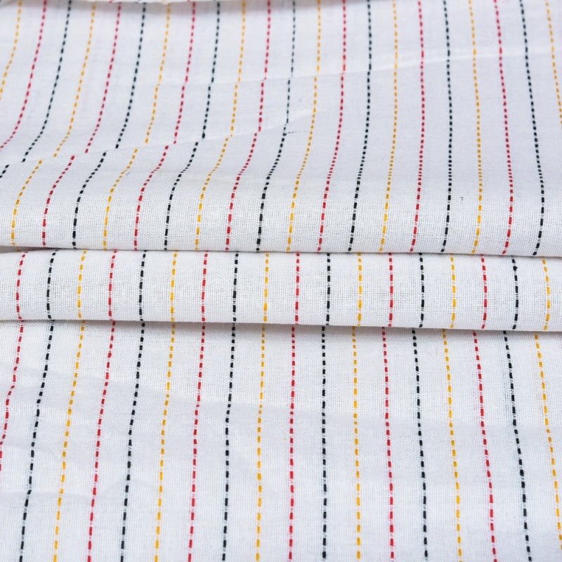 Pink Black Stripe Cotton Handloom Fabric
