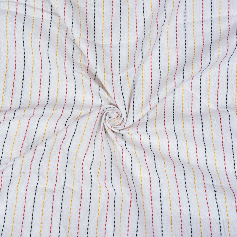 Pink Black Stripe Cotton Handloom Fabric