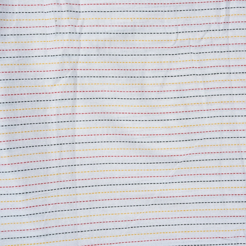 Pink Black Stripe Cotton Handloom Fabric