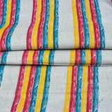 White Yellow and Red Stripe Cotton Handloom Fabric