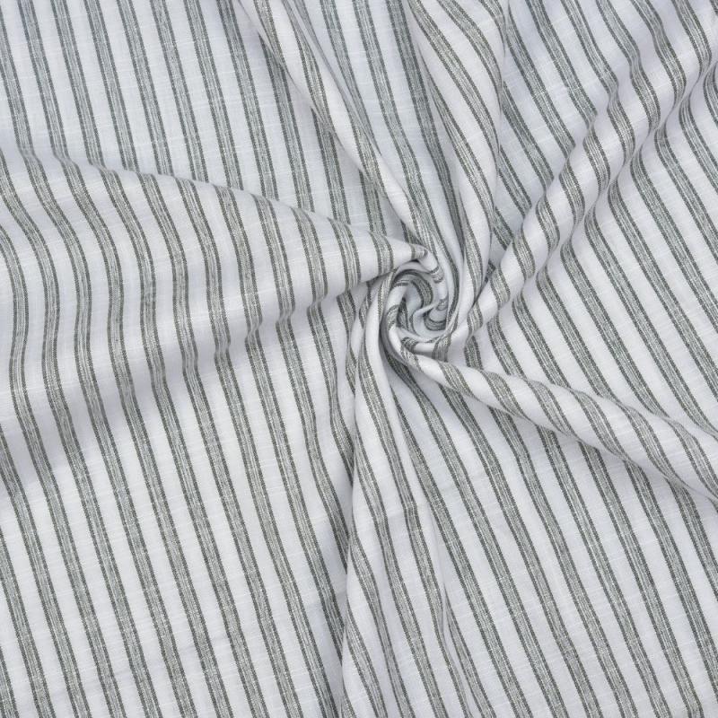 White and Black Stripe Handloom Cotton Fabric