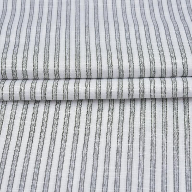 White and Black Stripe Handloom Cotton Fabric