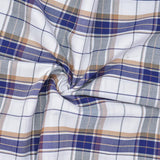 White and Blue Check Handloom Cotton Fabric