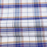 White and Blue Check Handloom Cotton Fabric
