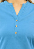 Women Co-Ords Blue Cotton Flax Dress Top and Shorts-10316