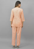 Women Co-Ords Light Peach Cotton Flax Dress Top and Bottom-10718