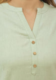 Women Co-Ords Mint Green Cotton Flax Dress Top and Bottom-10720