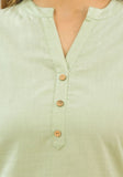 Women Co-Ords Mint Green Cotton Flax Dress Top and Shorts-10324