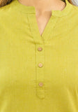 Women Co-Ords Olive Green Cotton Flax Dress Top and Shorts-10318