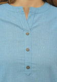 Women Co-Ords Sky Blue Cotton Flax Dress Top and Bottom-10716