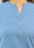 Women Co-Ords Sky Blue Cotton Flax Dress Top and Shorts-10322