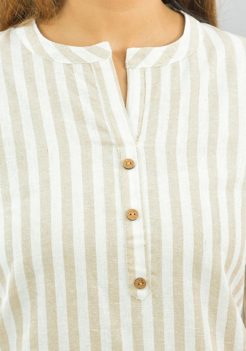 Women Co-Ords Off White Cotton Lining Dress Top and Bottom-10331