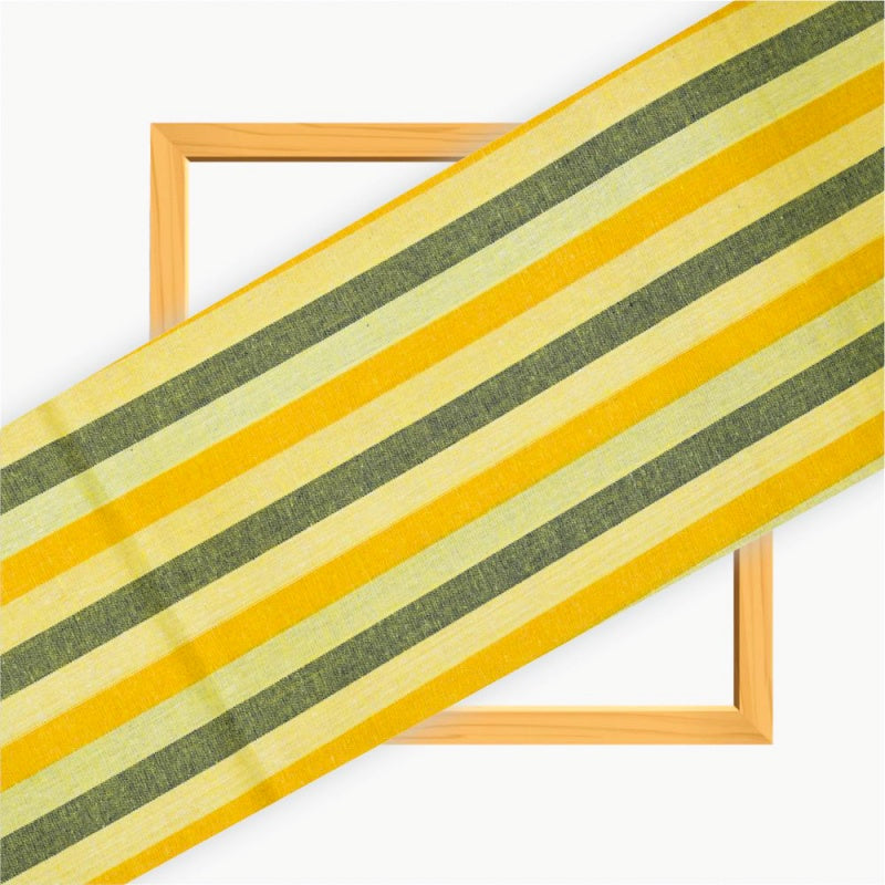 Yellow Black Stripe Cotton Handloom Fabric