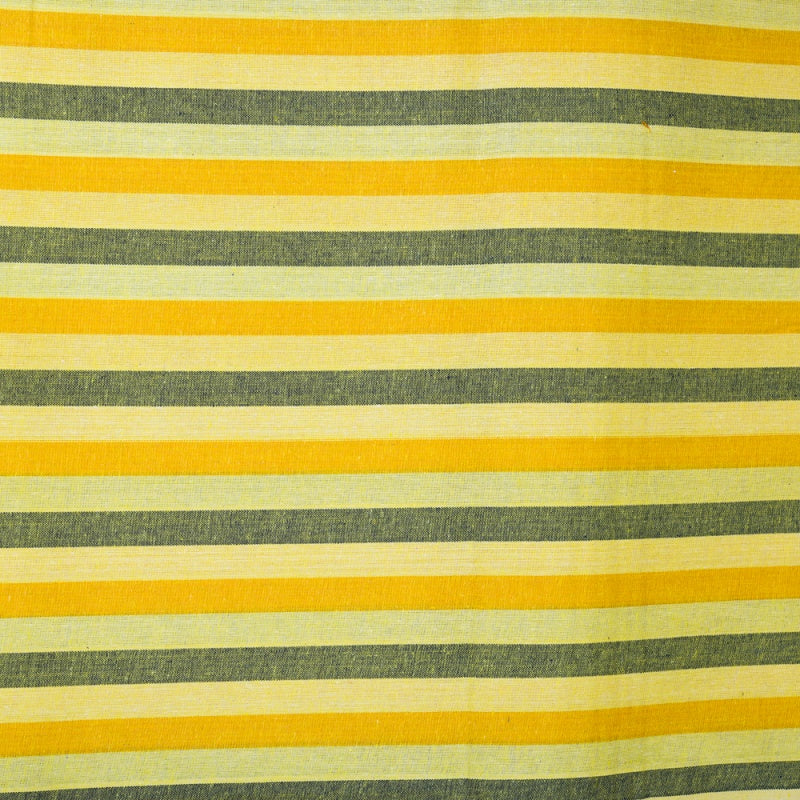 Yellow Black Stripe Cotton Handloom Fabric