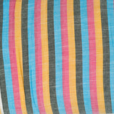 Yellow Pink and Black Stripe Cotton Handloom Fabric