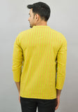 YELLOW RED STRIPE COTTON HANDLOOM CORD SET-25694