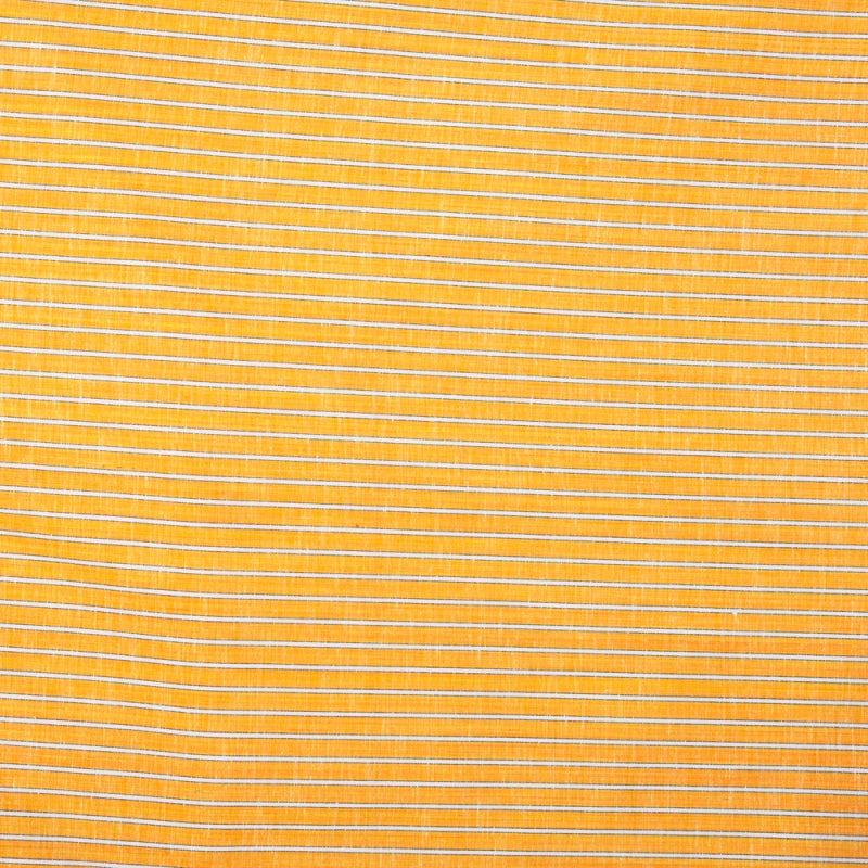 Yellow White Stripe Cotton Handloom Fabric