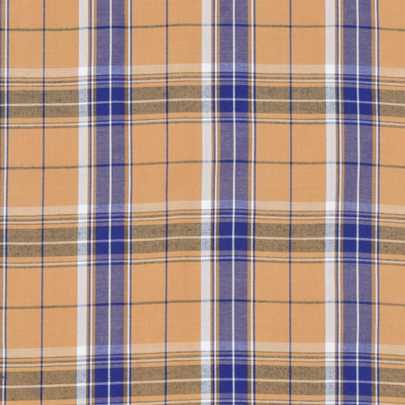 Yellow and Blue Check Handloom Cotton Fabric